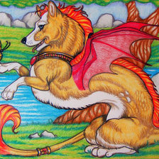 Схема вышивки «крылатая собака»