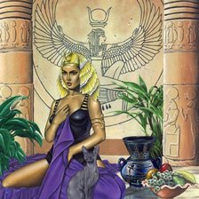 Схема вышивки «девушка и кошка»