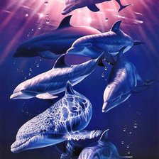 Схема вышивки «Стая дельфинов»