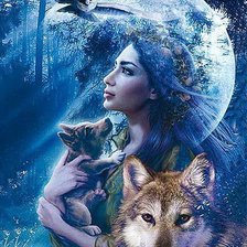 Схема вышивки «девушка-волчица»