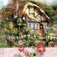 Схема вышивки «дом в цветах»