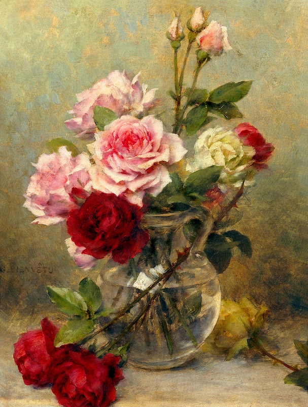 №363360 - розы, букет, натюрморт, живопись, цветы - оригинал