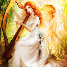 Схема вышивки «Девушка с арфой»