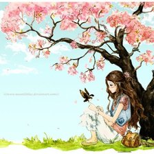 Схема вышивки «Девушка под сакурой»