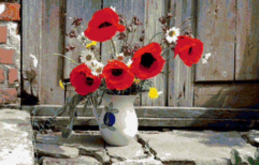 маки - букет, маки, ваза, цветы - предпросмотр