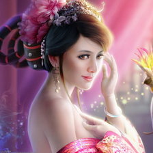 Схема вышивки «ДЕВУШКА И ПОПУГАЙ»