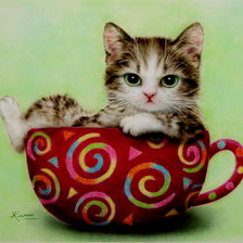 Схема вышивки «котенок в чашке»