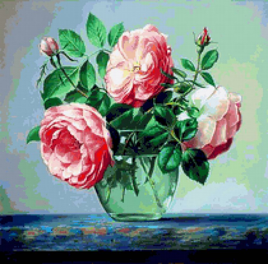 Розовый букетик - цветы в вазе - предпросмотр