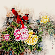 Схема вышивки «пионы»