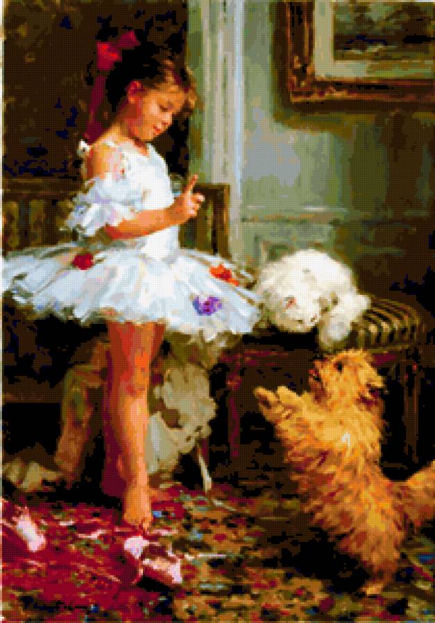 маленькая балерина - картины, живопи, цветы, фэнтези, красота женщины, дети, девушка - предпросмотр