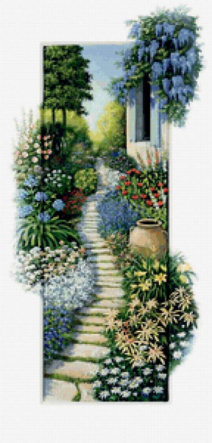 летний пейзаж - лето, дом, цветы - предпросмотр