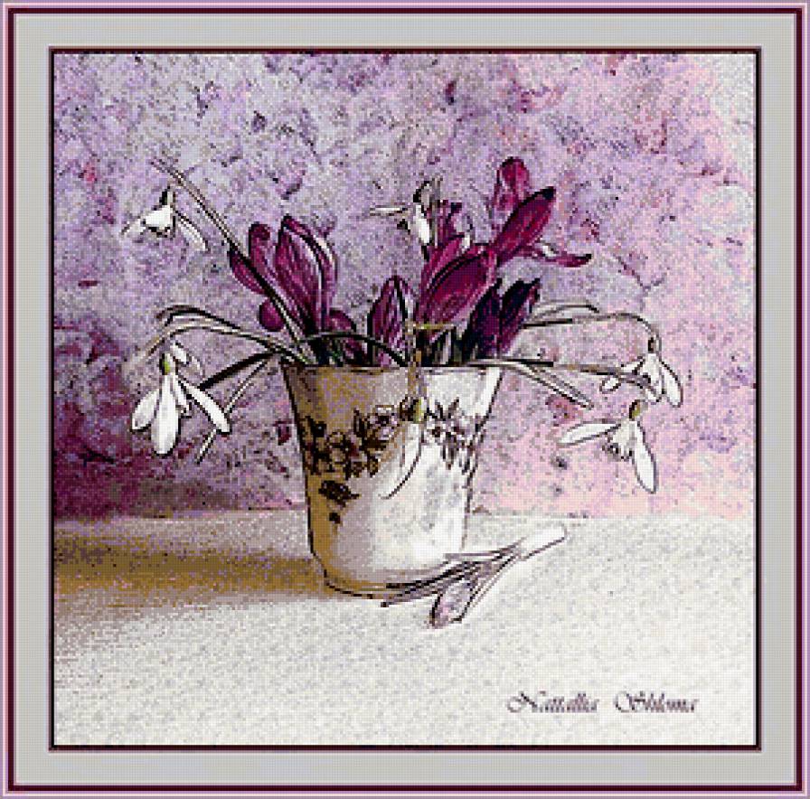 №363943 - цветы, натюрморт, весна, подснежники, букет - предпросмотр