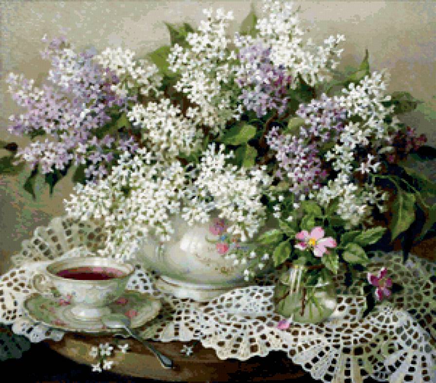 сирень на салфетке - предпросмотр