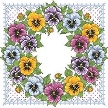 Схема вышивки «анютины глазки(подушка)»