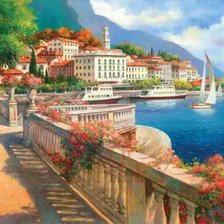 Схема вышивки «Пейзаж, яхты, море»