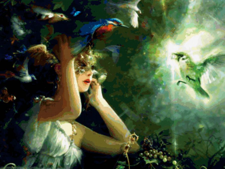 Девушка с птицами - люди - предпросмотр