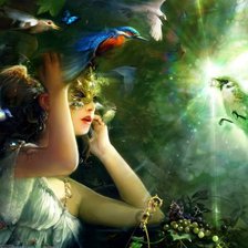 Схема вышивки «Девушка с птицами»