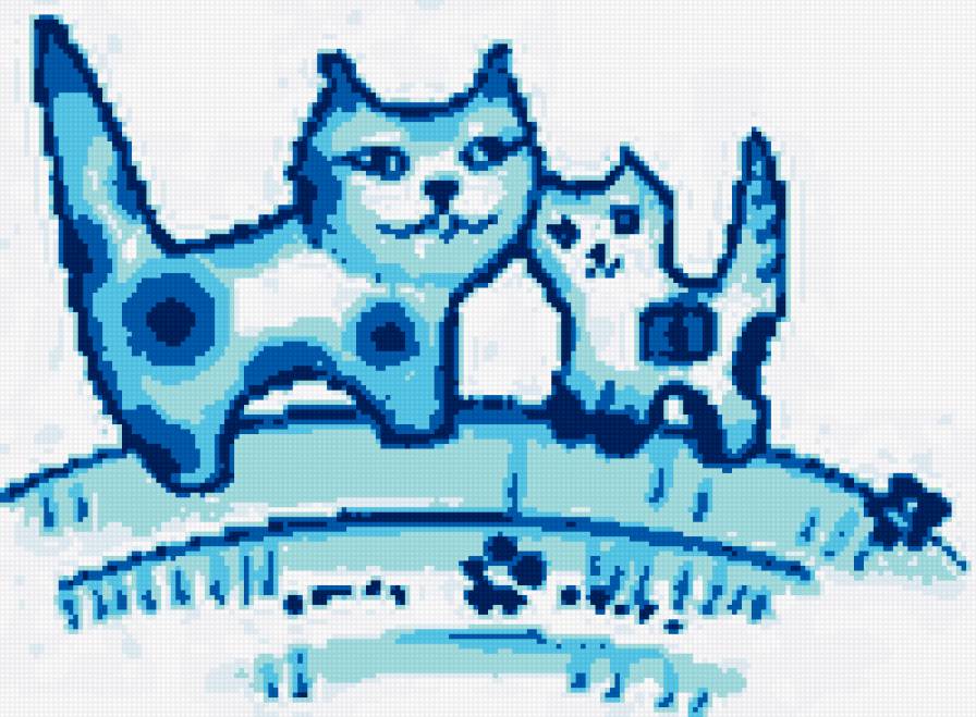котики гжель - гжель, кот, кошка, народные мотивы - предпросмотр