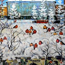 Схема вышивки «снегири»