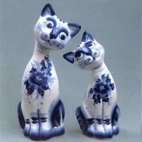 Схема вышивки «кошки гжель»