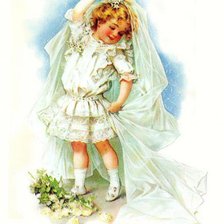 Схема вышивки «Девочка невеста винтаж»