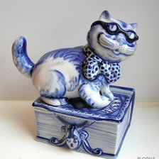 Схема вышивки «ученый кот гжель»