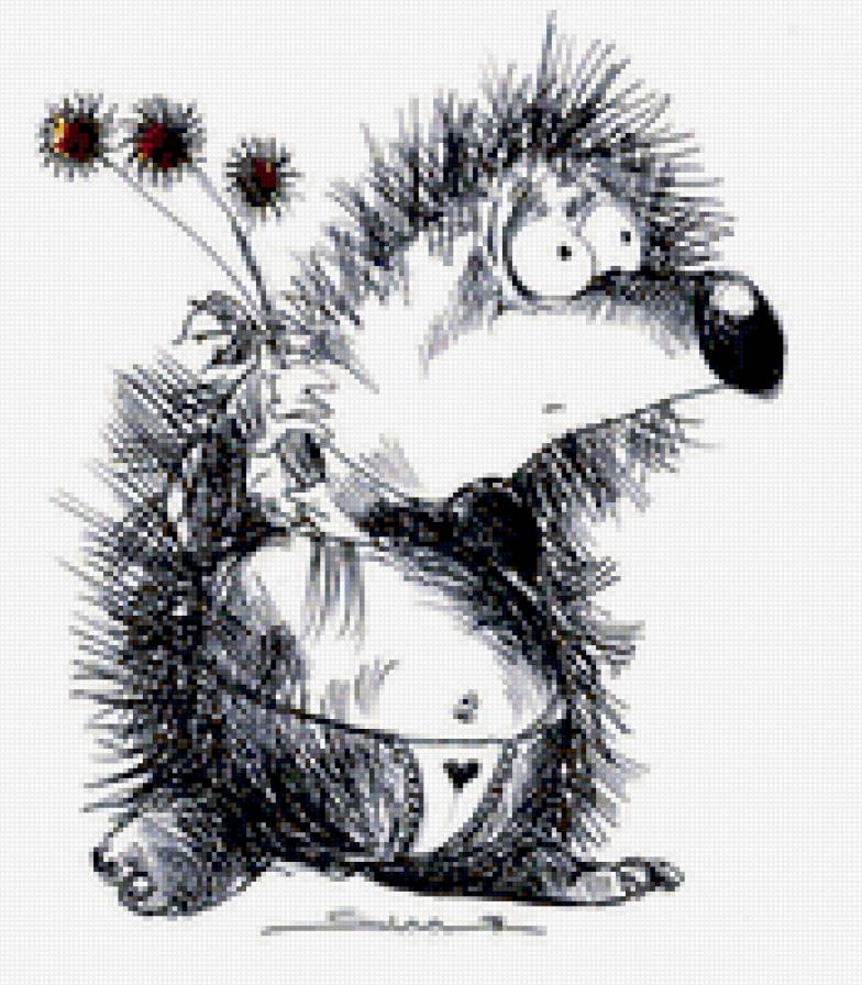 ёжик - ежик, монохром - предпросмотр