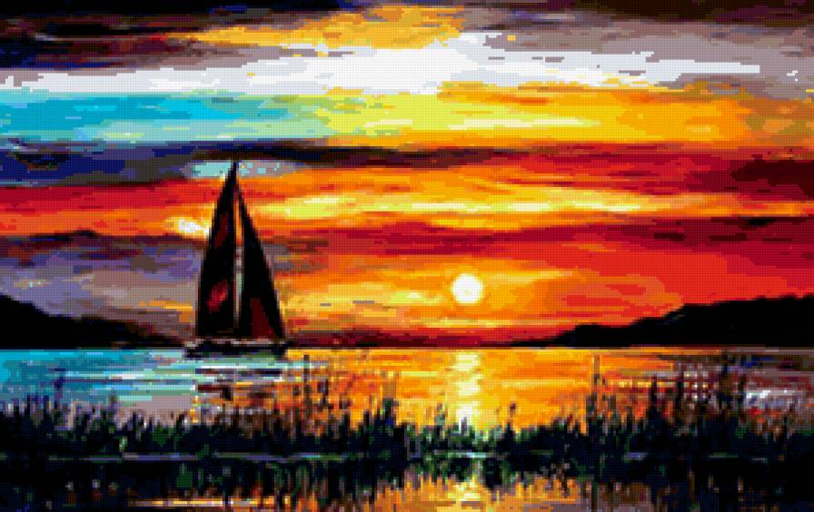 маслом Афремов Леонид - корабль, маслом, пейзаж, картина, красиво - предпросмотр