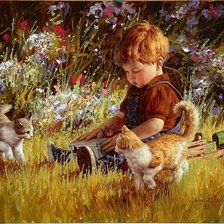 Схема вышивки «мальчик на лужайке»