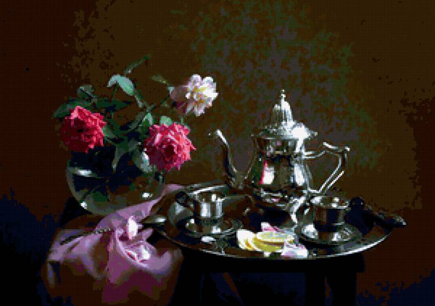 №366365 - натюрморт, букет, розы, цветы - предпросмотр