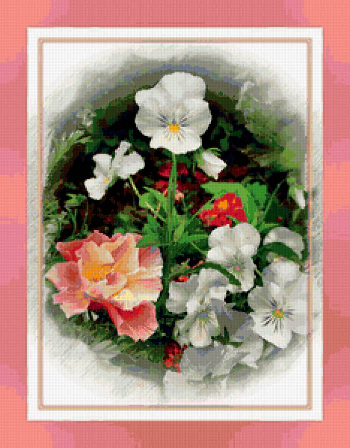 №366415 - подушка, цветы, фиалки, маки - предпросмотр