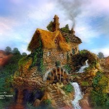 Схема вышивки «дом на холме»