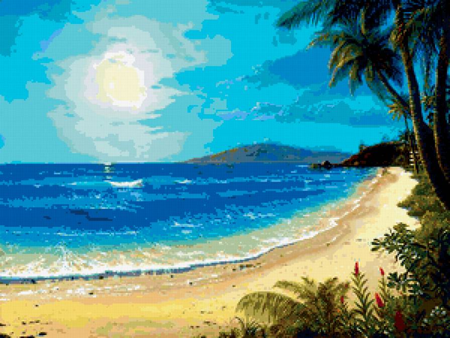 пляж - песок, мир, вид, природа, море, пальма, пляж, океан - предпросмотр