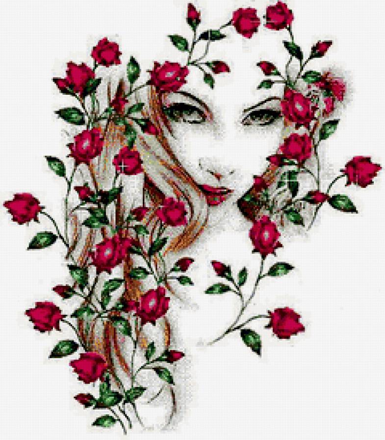 Цветочное лицо - лицо, цветы, девушка - предпросмотр