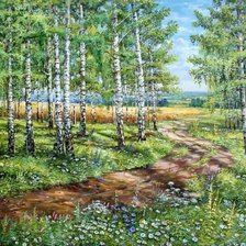 Схема вышивки «березовая роща»