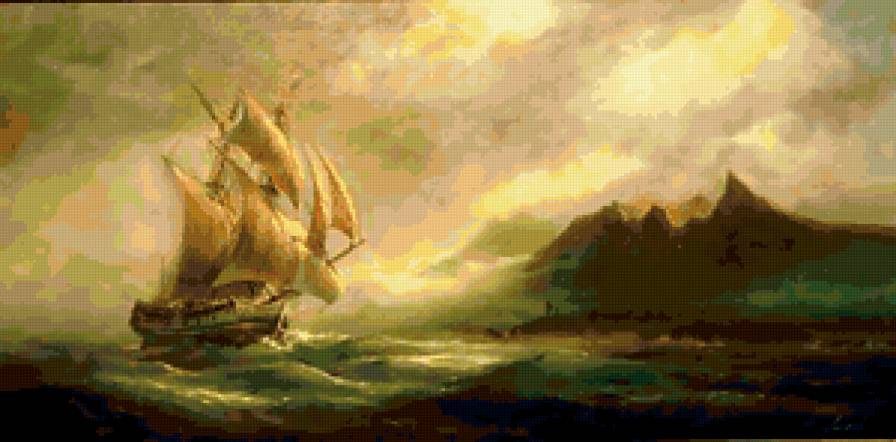 корабль - корабль, море, картина - предпросмотр