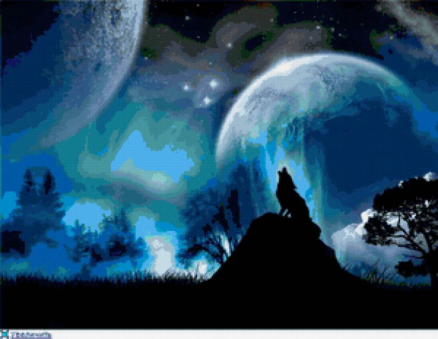 №367224 - волк, ночь, фэнтази - предпросмотр