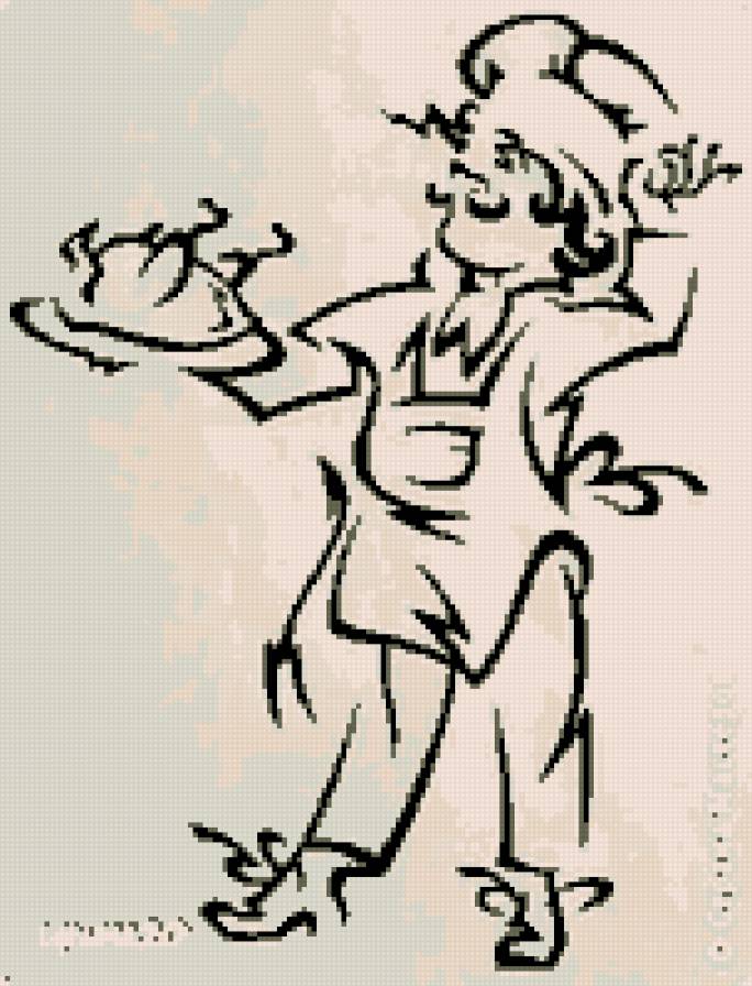 повар - монохром, кухня - предпросмотр