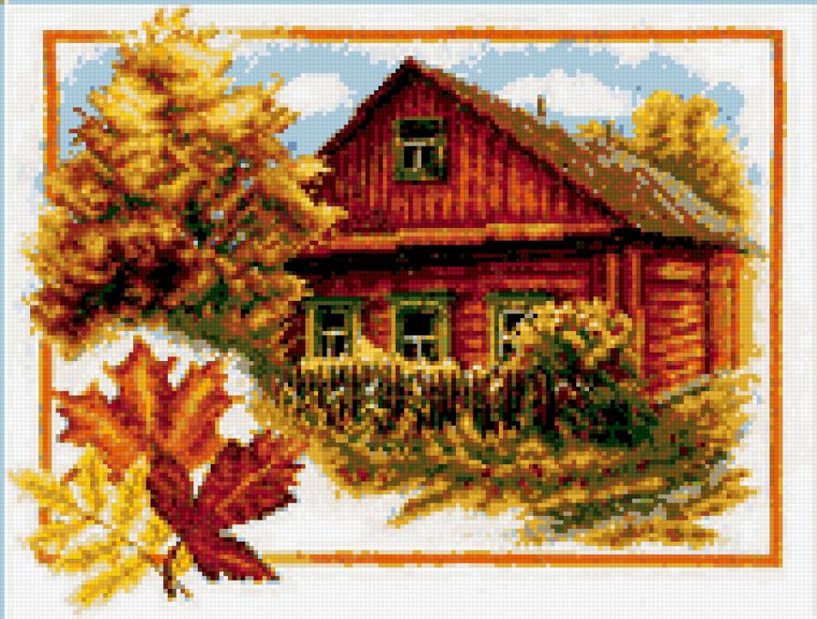 Осень в деревне - деревня, село, дом, осень, листья, пейзаж - предпросмотр