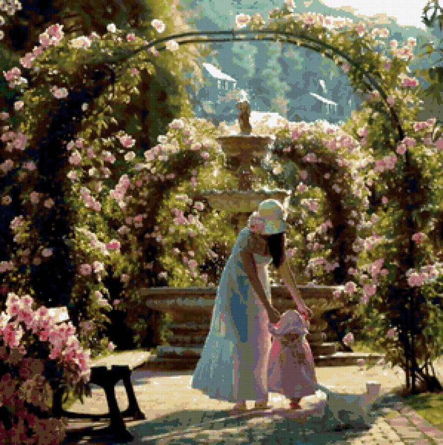 Мама - кот, дети, девочка, детство, мир, кошка, ребенок, мать, роза, любовь, арка - предпросмотр