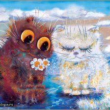 Схема вышивки «Влюбленные кошки»