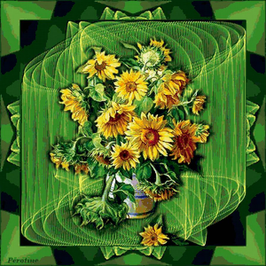 №369065 - подушка, цветы, подсолнухи, букет - предпросмотр