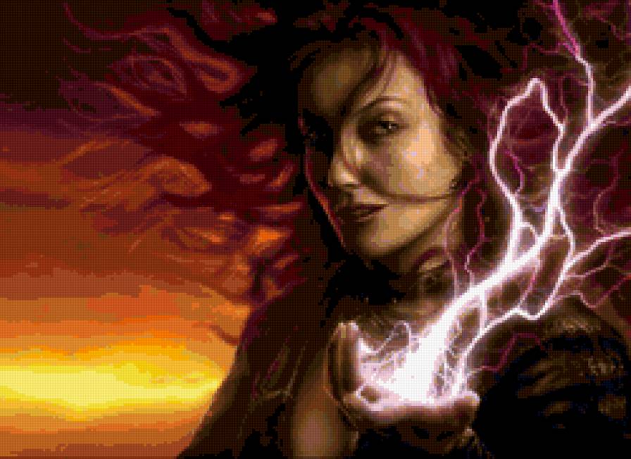 Маг молнии - ведьма, маг, девушка, фентези - предпросмотр