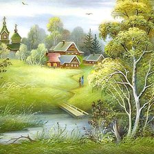 Схема вышивки «Сельский пейзаж»