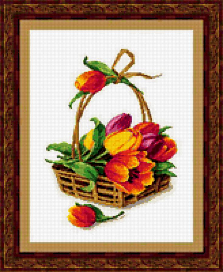 ранняя весна - весна, цветы, букет, корзино, тюльпаны - предпросмотр