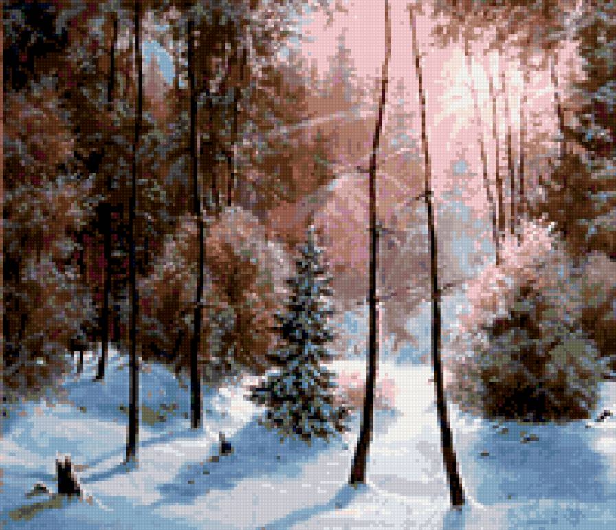 зимний свет - пейзаж, лес, зима - предпросмотр