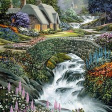 Схема вышивки «дом у реки»