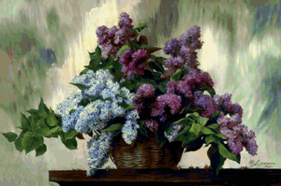 №369571 - сирень, корзина, цветы, букет, весна - предпросмотр