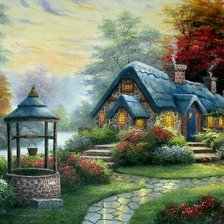 Схема вышивки «домик в лесу»