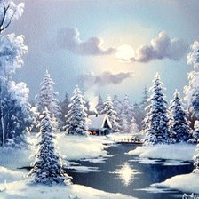 Схема вышивки «зимний пейзаж»